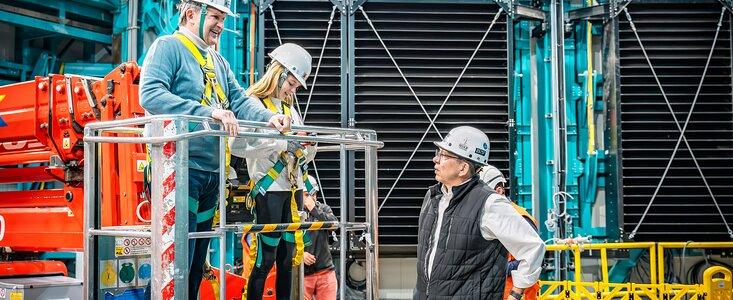 Charles and Livia Simonyi prepare to view the Simonyi Survey Telescope at Vera C. Rubin Observatory